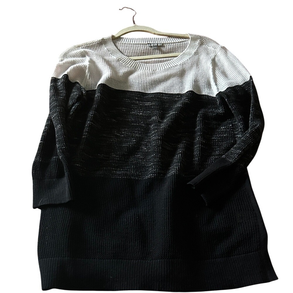 Talbots Sweater Size‎ S Colorblock Knit Sheer Mesh Long Sleeve Women